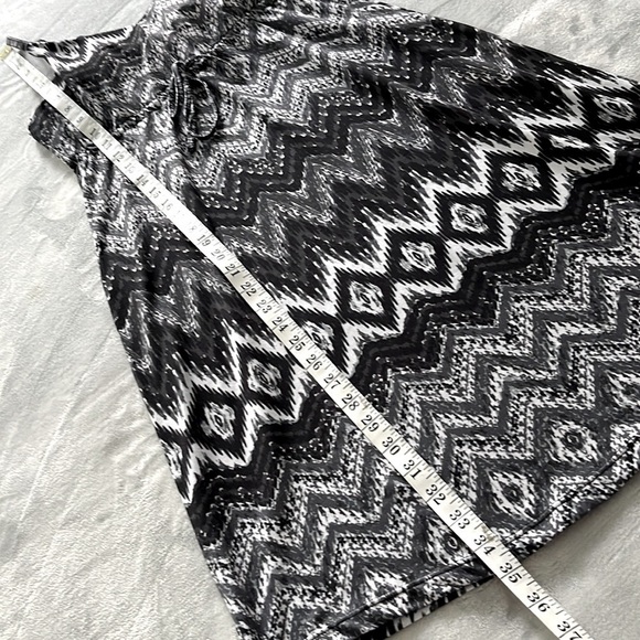 Kyodan A-Line Summer Dress Empire Waist Chevron Print Black White Grey - Picture 15 of 16